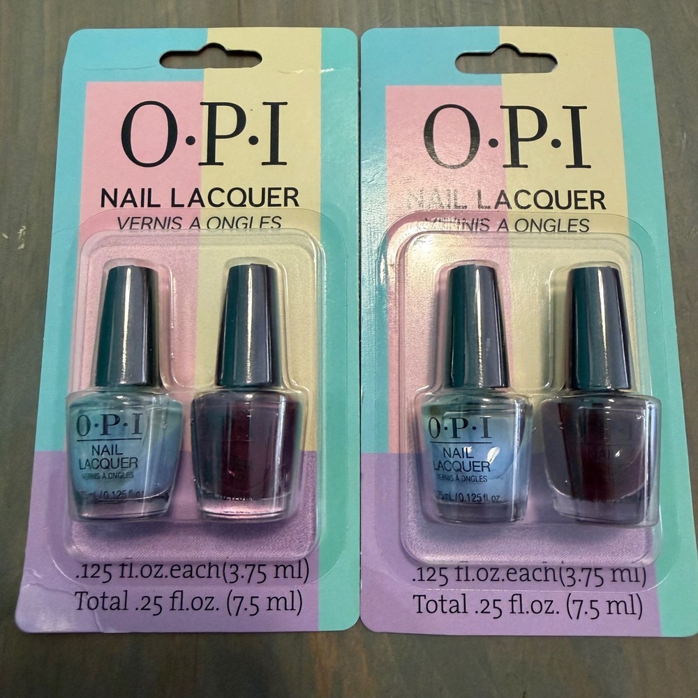 OPI Nail Lacquer Mini Duo Set 2 Pack.25oz Blue Purple Travel Size Polish bundle